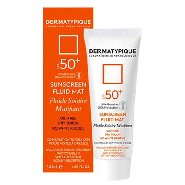 ضد آفتاب بی رنگ پوست چرب فلوئید مت درماتیپیک +SUNSCREEN FLUID MAT DERMATYPIQUE SPF 50
