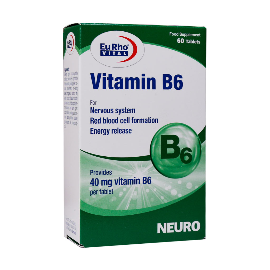 قرص ویتامین B۶ یوروویتال EURHO VITAL VITAMIN B۶ ۶۰ TABLETS