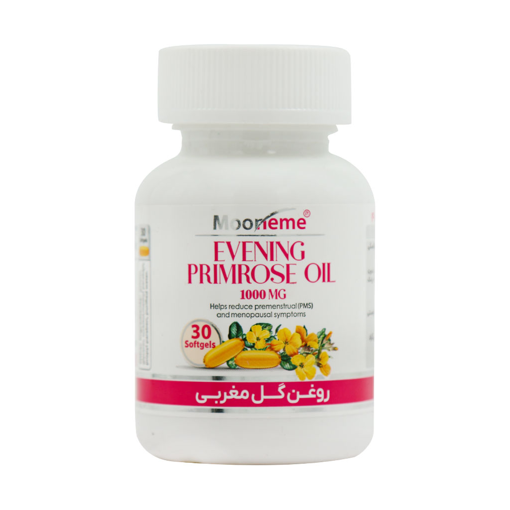 روغن گل مغربی مونم 1000 میلی گرم (Evening Primrose Oil Mooneme) – سلامت پوست و تنظیم هورمون‌ها