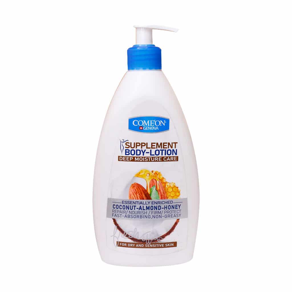 لوسیون بدن ساپلمنت نارگیل و بادام و عسل پوست خشک و حساس کامان Coconut And Almond And Honey Supplement Body Lotion