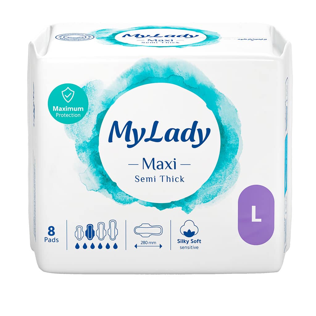نوار بهداشتی مکسی نیمه ضخیم بزرگ مای لیدی My Lady Maxi Semi Thick Size L For Sensitive Skin